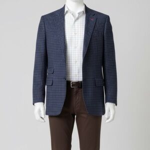 Ermenegildo Zegna navy check pattern long sleeve 2 buttons coat men’s size 40R